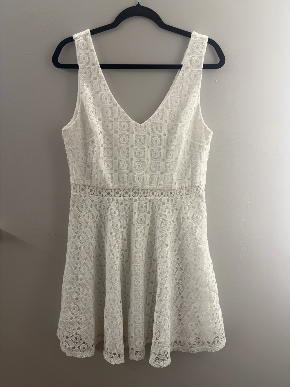 City Studio White Lace V-Neck Skater Mini Dress